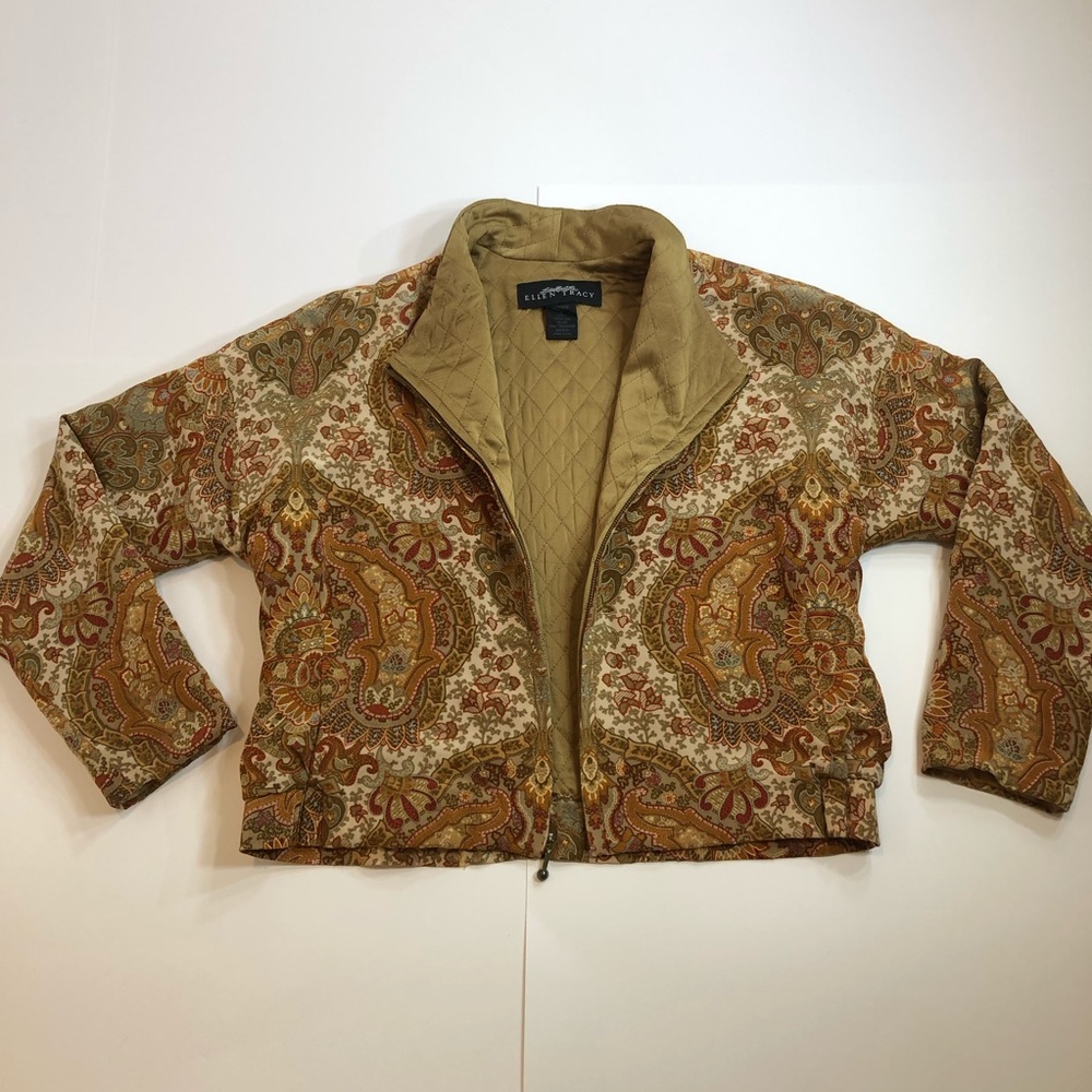 Ellen Tracy Linda Allard Zip Silk Jacket W sz 12